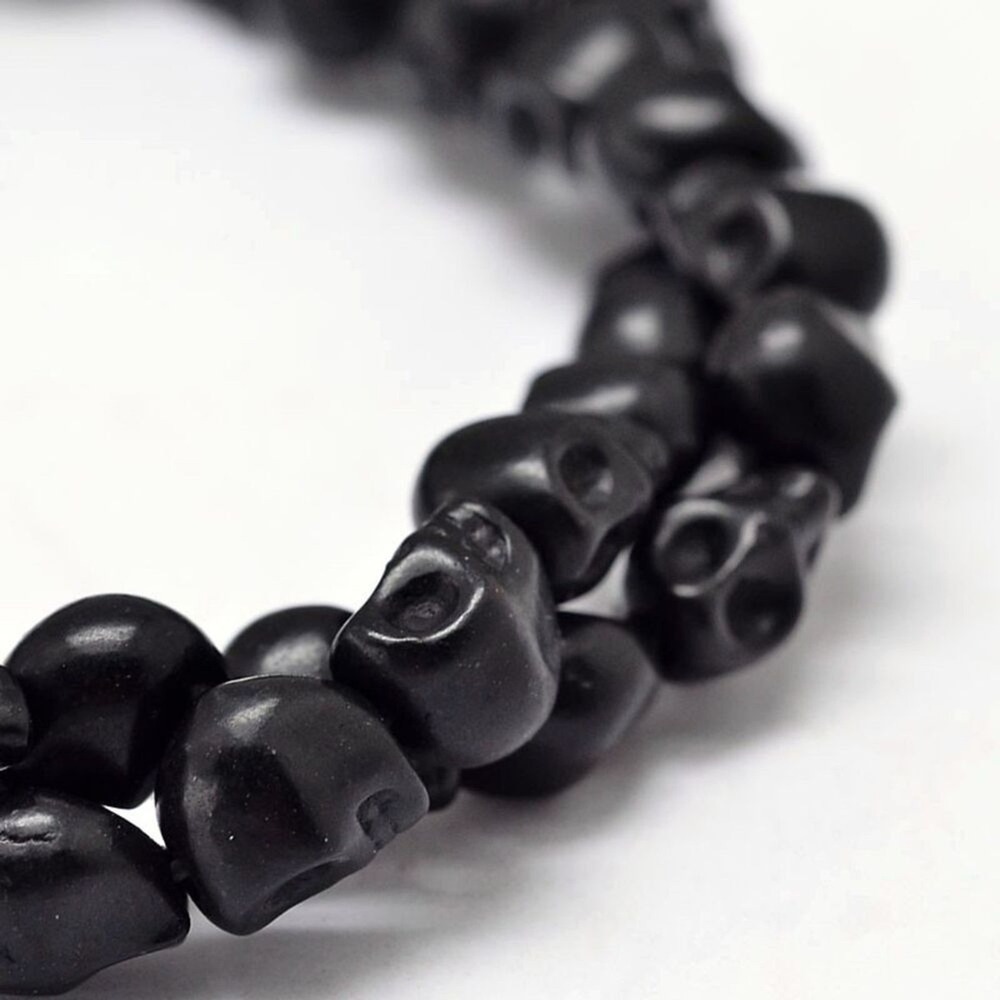 8x6x7MM Black Skulls Beads-ONE Gemstone‎ Bead Strand-Jewelry Making Crafts NWT